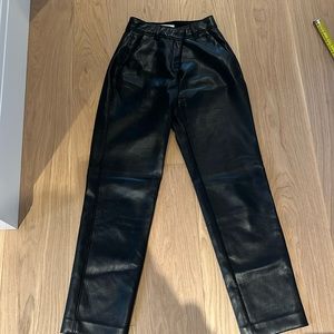 Aritzia Babaton Mid Rise leather pants. Black. Size 0